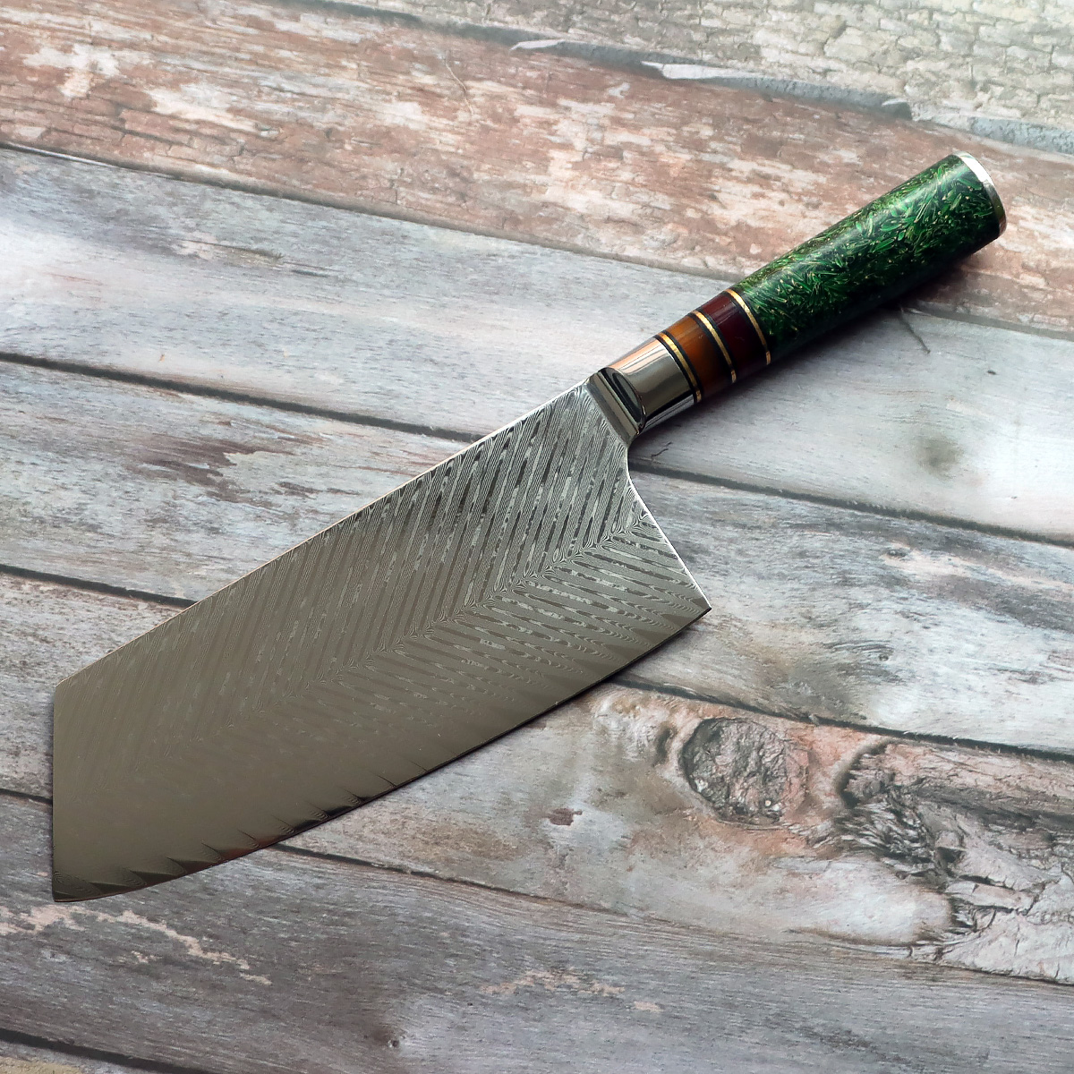 Damascus Cleaver Knife, 8 Inch