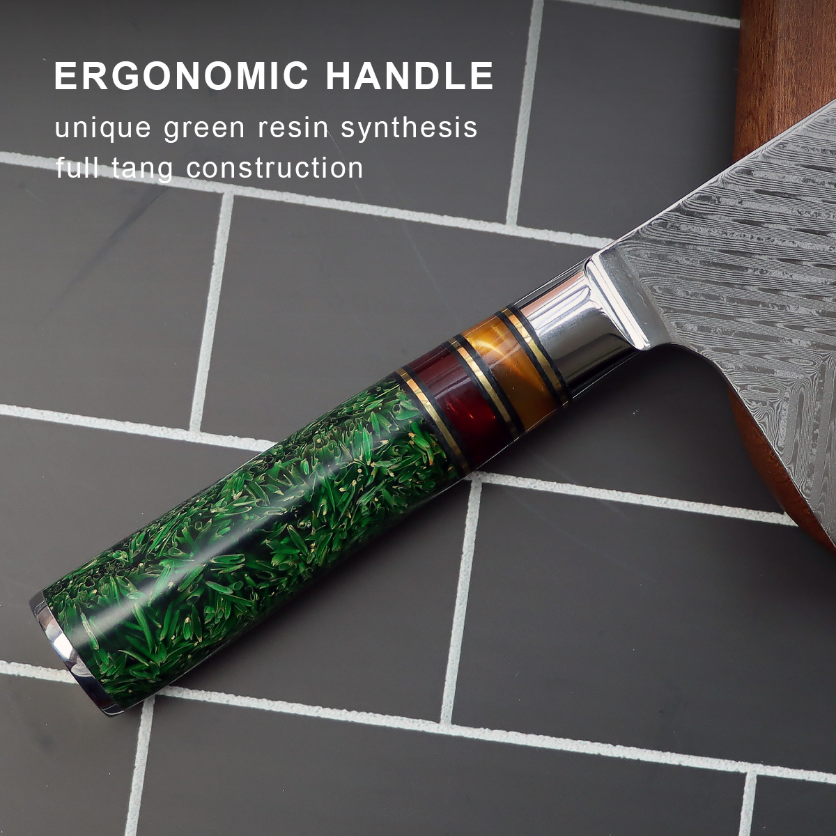 Damascus Cleaver Knife, 8 Inch