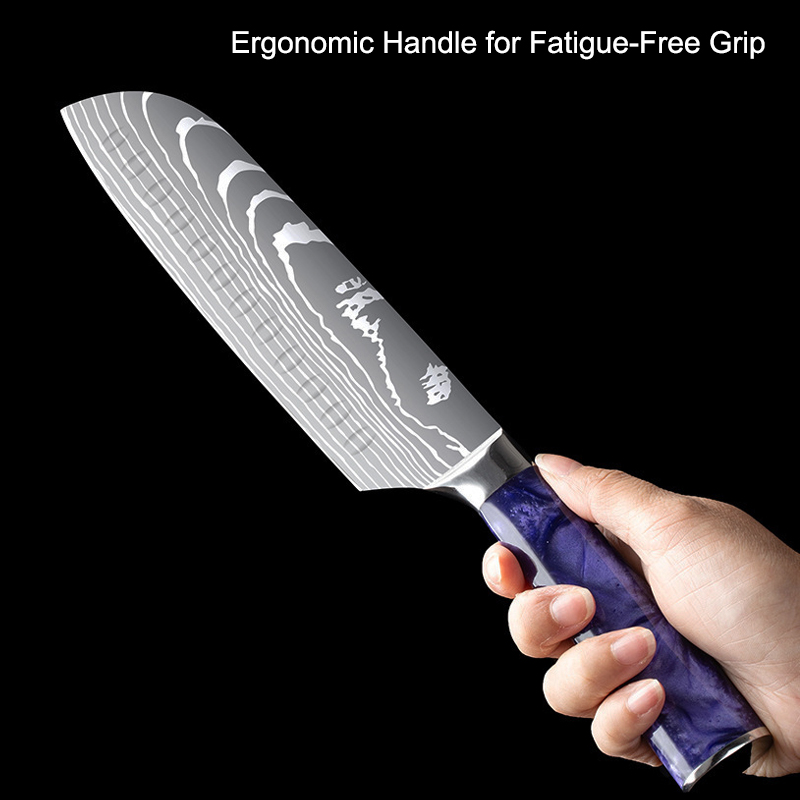 Professional 8-Piece High Carbon Steel Kitchen Knife Set with Resin Handle