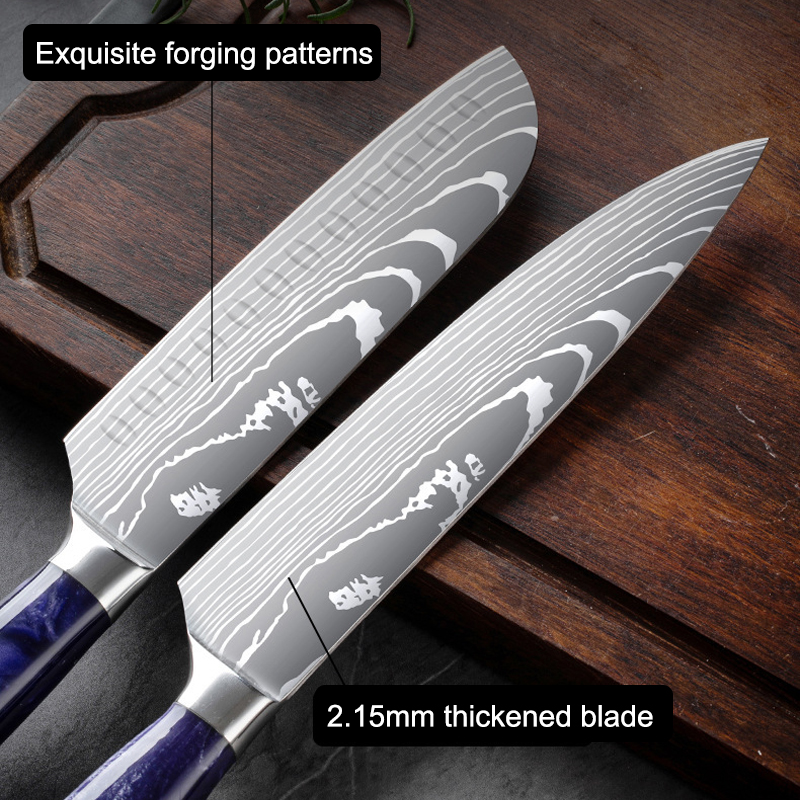 Professional 8-Piece High Carbon Steel Kitchen Knife Set with Resin Handle