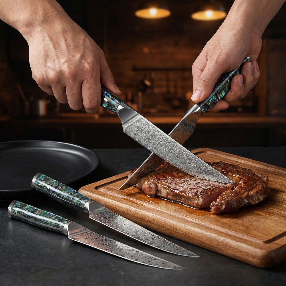 Premium Damascus Steak Knife Set