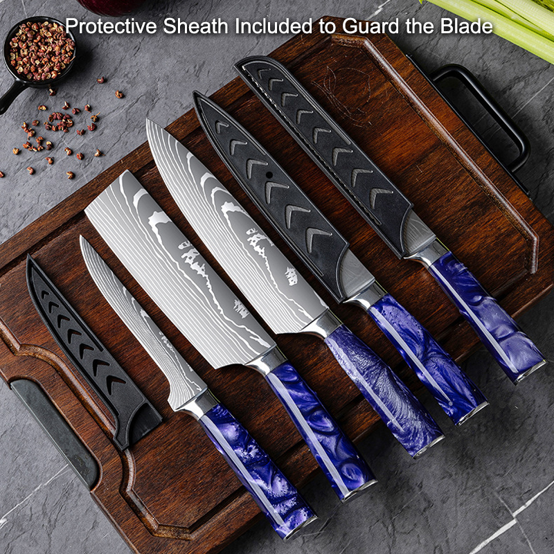 Professional 8-Piece High Carbon Steel Kitchen Knife Set with Resin Handle