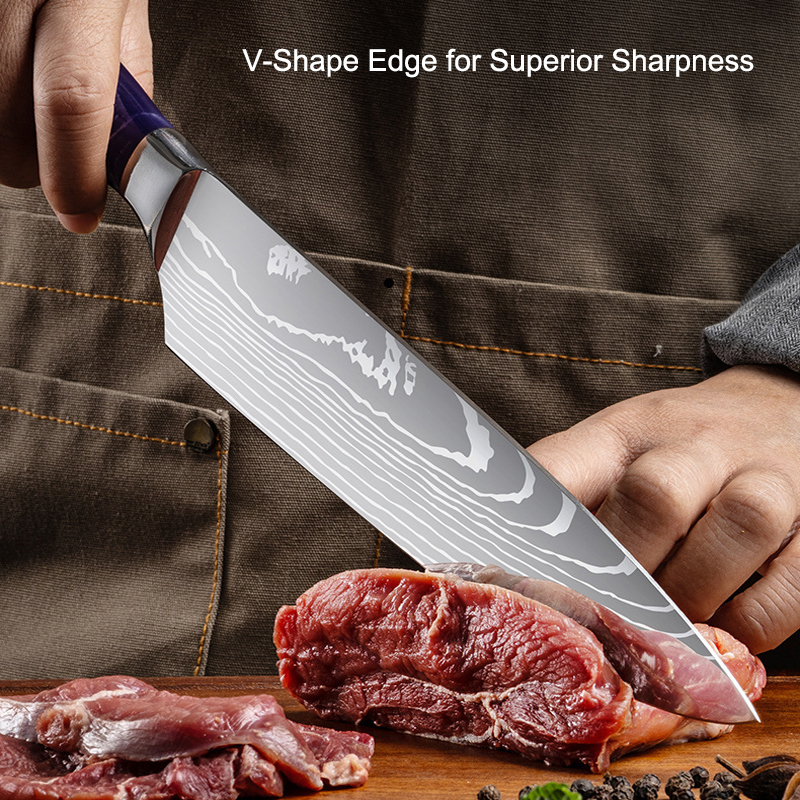 Professional 8-Piece High Carbon Steel Kitchen Knife Set with Resin Handle
