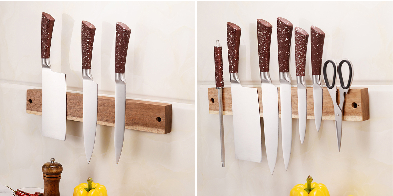 Wooden Knife Magnetic Strip - 2 different size