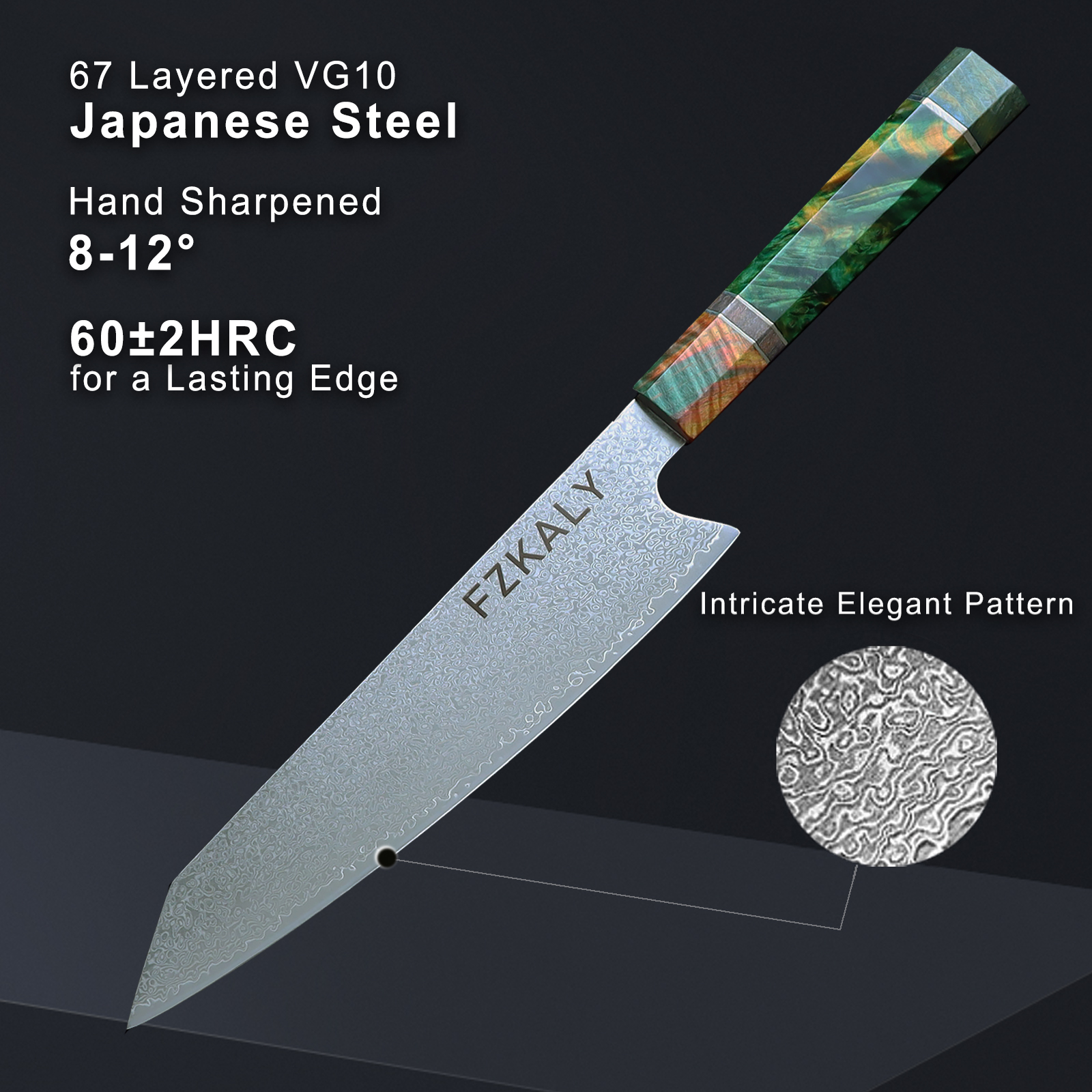 8 Inch Japanese VG10 67 Layers Damascus Chef Knife