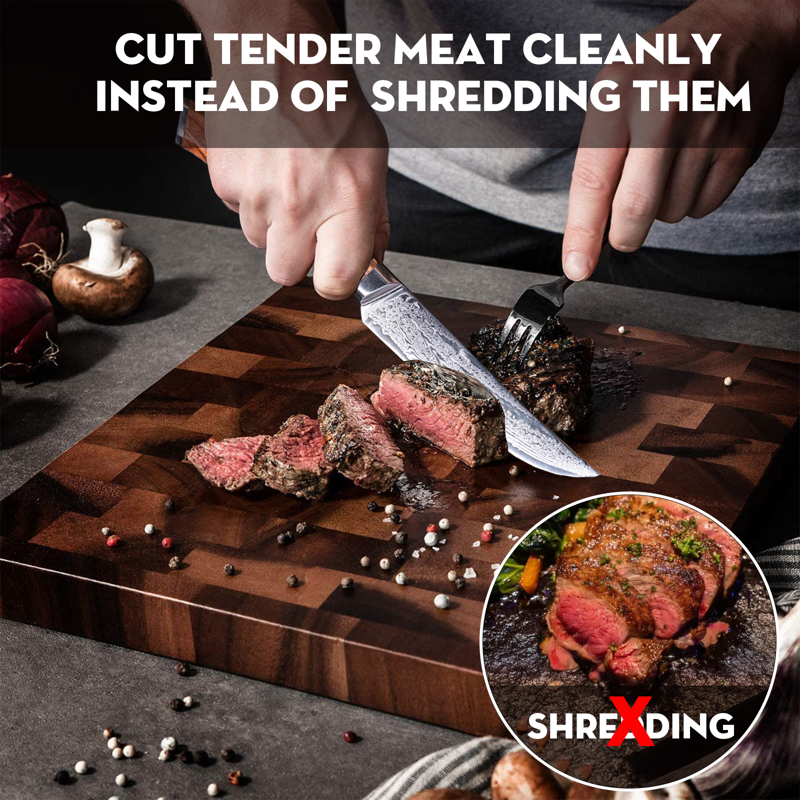 5" Japanese Damascus Steak Knife - Olive Wood Handle