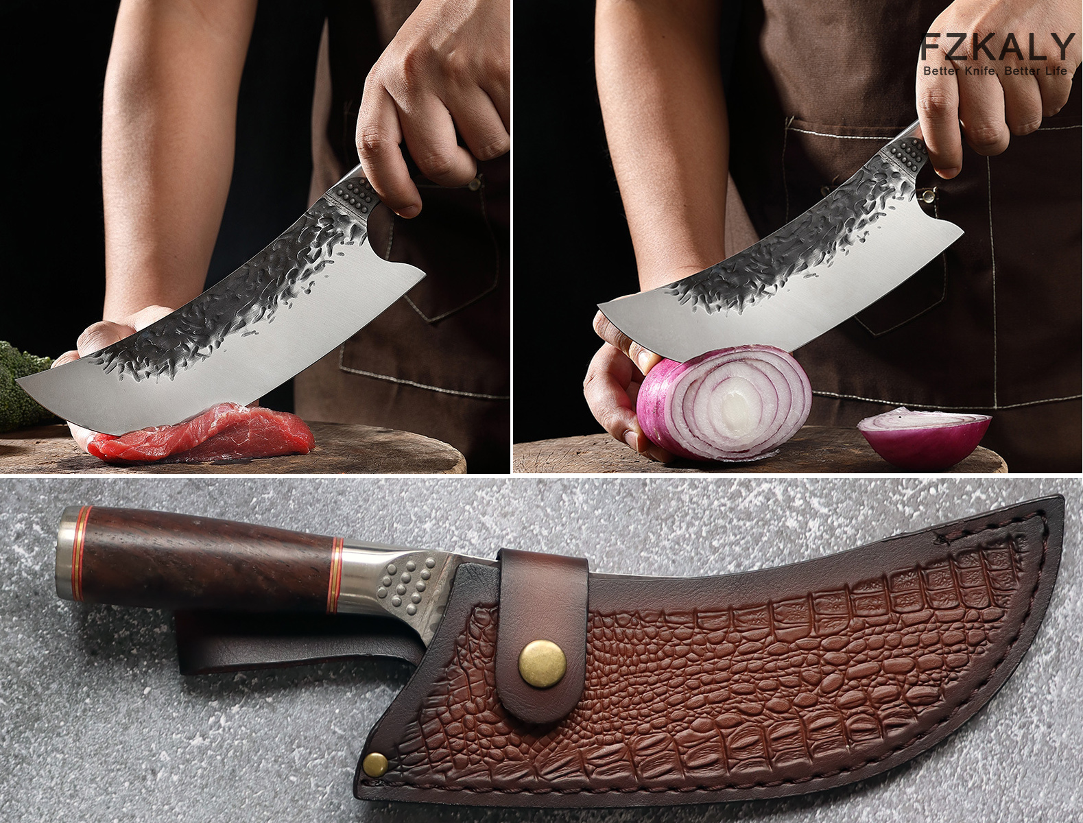 hand forged butcher knife