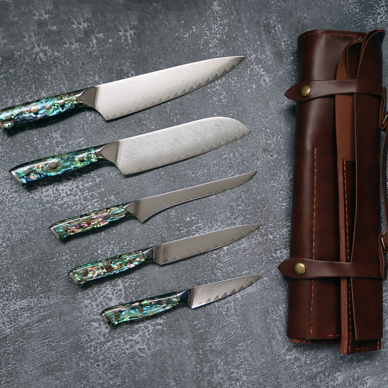 Japanese Chef Knife Set with Roll Bag