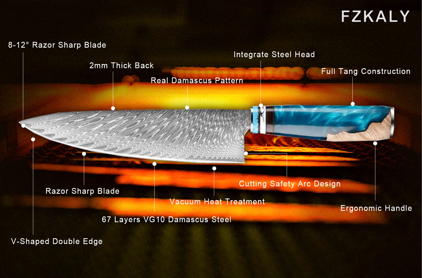 5-Piece Professional Japanese Damascus Knife Set