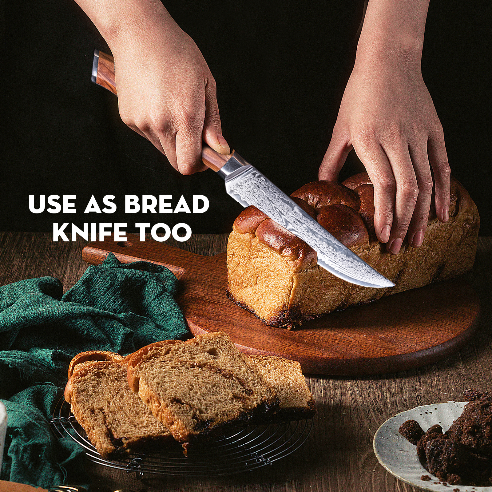 5" Japanese Damascus Steak Knife - Olive Wood Handle