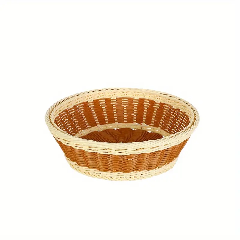 1pc Imitation Rattan Weaving Tray, Fruit Basket, Goodies Plate, Snack