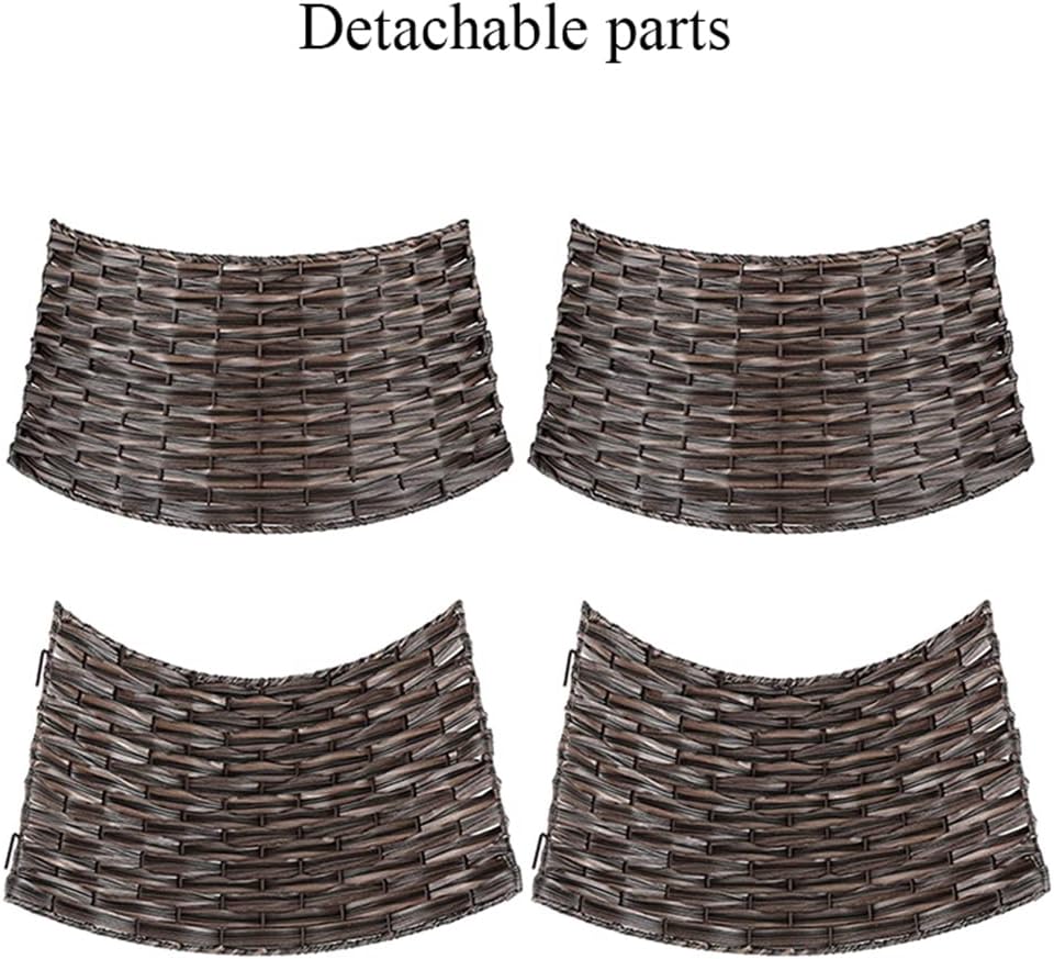 4pc, Detachable Eco Friendly PE Rattan Christmas Tree Skirt, Xmas Tree Collar Basket