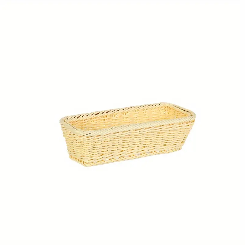 1pc Rattan Woven Tableware Storage Basket, Household Desktop Chopsticks Basket, Rectangular Imitation Rattan Basket