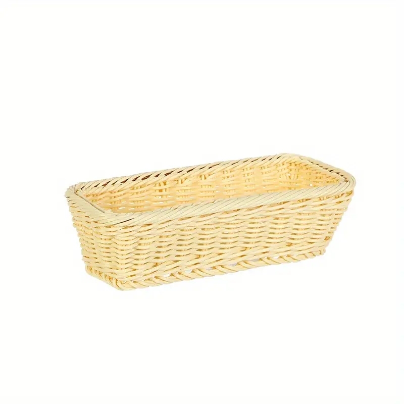 1pc Rattan Woven Tableware Storage Basket, Household Desktop Chopsticks Basket, Rectangular Imitation Rattan Basket