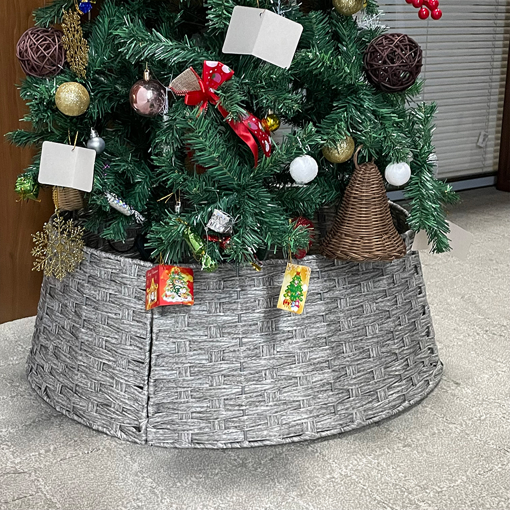 4pcs, Detachable Eco Friendly PE Rattan Christmas Tree Skirt, Xmas Tree Collar Basket