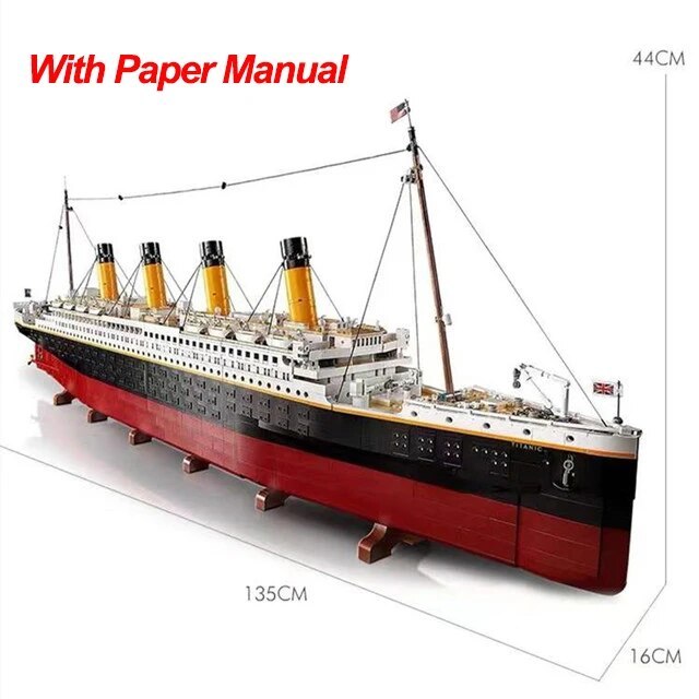 In Stock Now - 99023 Compatible 10294 Titanic Large Cruise Boat Ship Steamship Bricks Building Blocks Children DIY Toys