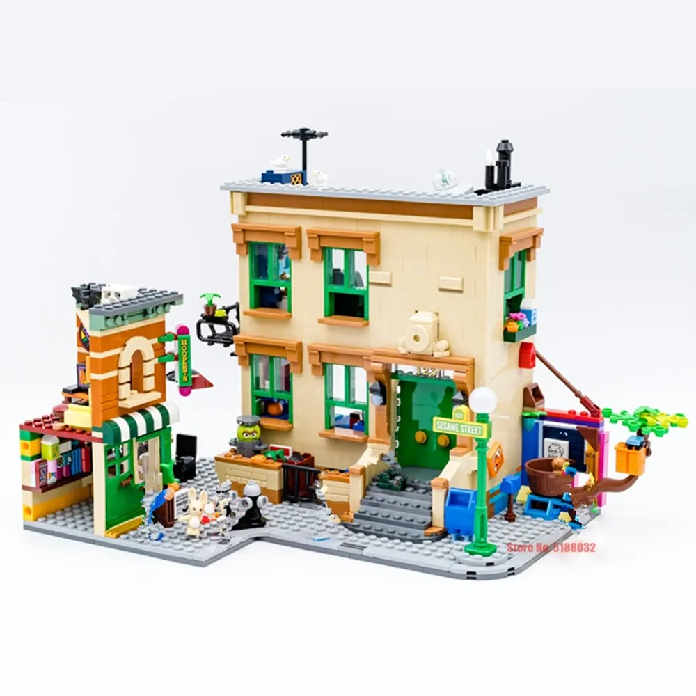 New 1367PCS 6 Dolls Ideas 123 Sesamed Streetview Street House 21324 Figures Building Blocks Bricks City Model Toys Kid Gift