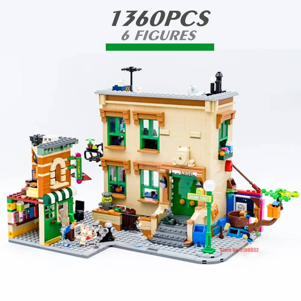 New 1367PCS 6 Dolls Ideas 123 Sesamed Streetview Street House 21324 Figures Building Blocks Bricks City Model Toys Kid Gift