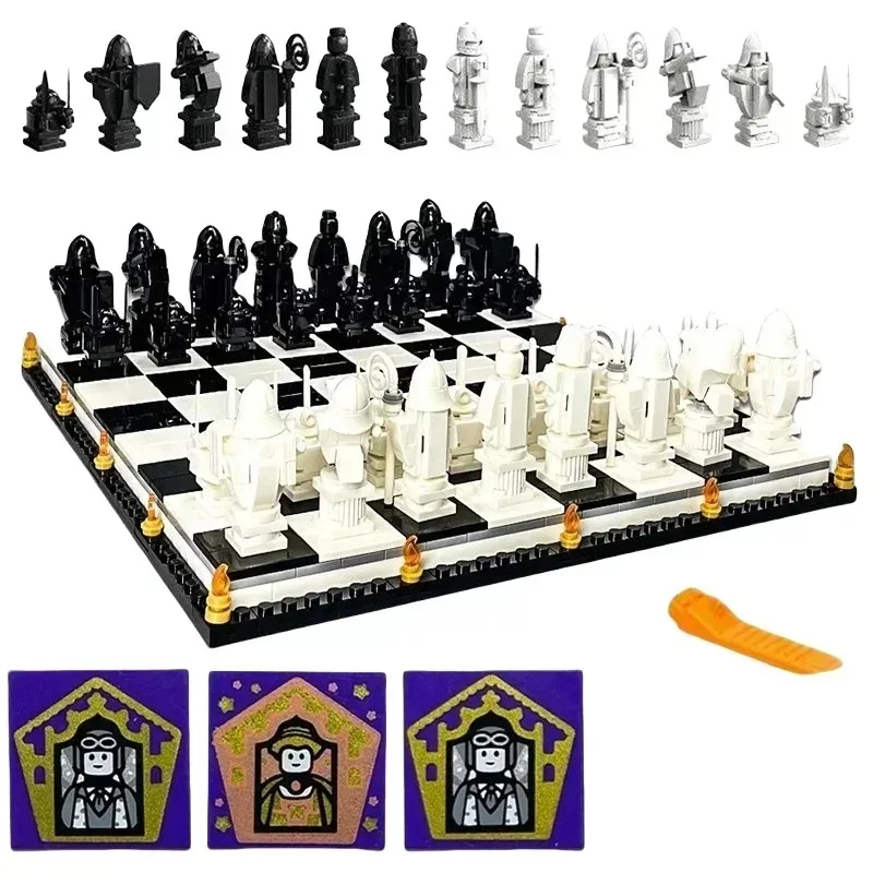 876PCS FIT 76392 Wizard Chess Building Blocks Magic Final Challenge Interactive Game Knight Role Play Bricks Toys Xmas Gifts
