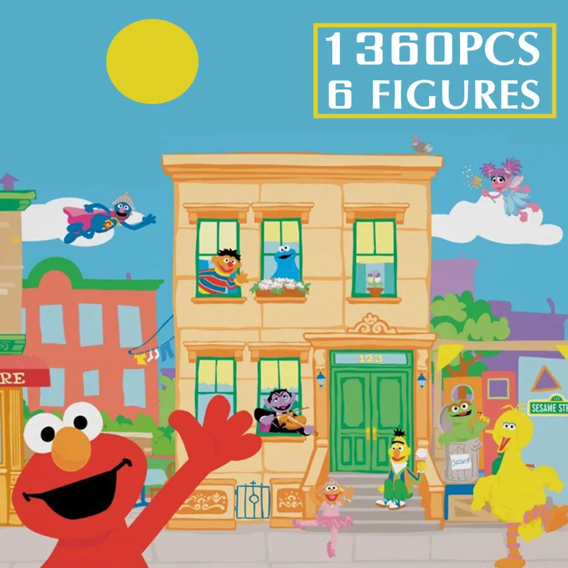 New 1367PCS 6 Dolls Ideas 123 Sesamed Streetview Street House 21324 Figures Building Blocks Bricks City Model Toys Kid Gift