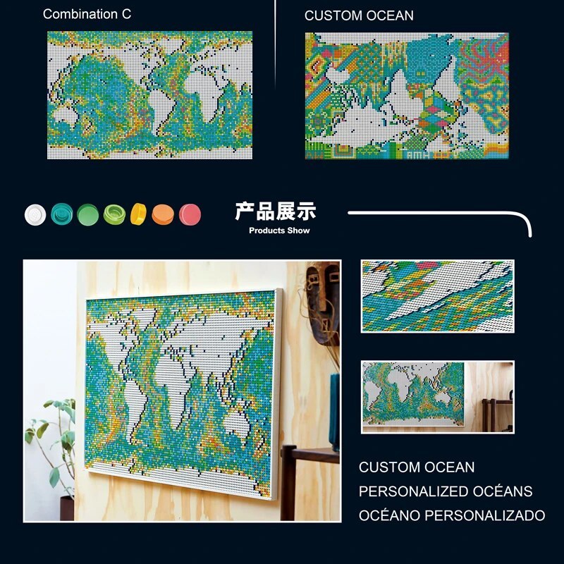 In Stock 11695 PCS World Map Mosaic Building Block Model Toys Compatible 31203 MOC New Product Birthday Christmas Gifts 99007