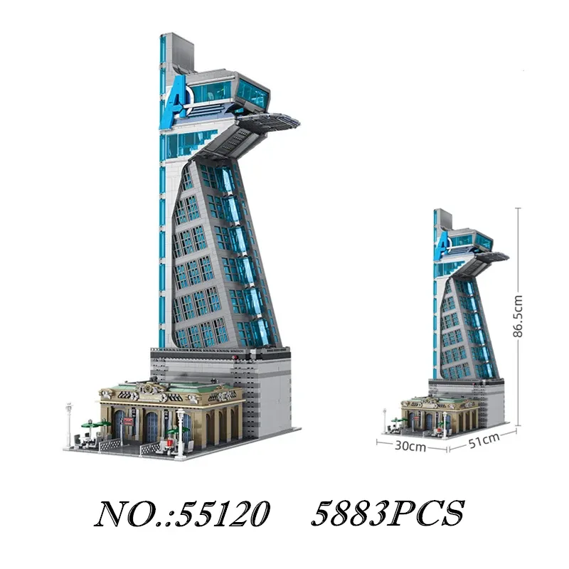 NEW IN STOCK 5883PCS 55120 Hero Tower Iron Tower Man Base Model with Lights Building Block Bricks Toys Birthday Christmas Gifts