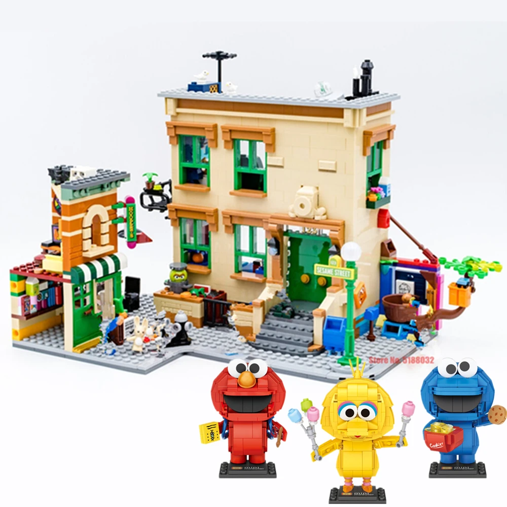 New 1367PCS 6 Dolls Ideas 123 Sesamed Streetview Street House 21324 Figures Building Blocks Bricks City Model Toys Kid Gift