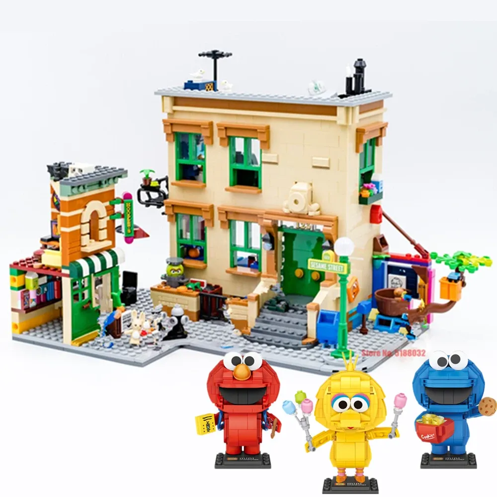 New 1367PCS 6 Dolls Ideas 123 Sesamed Streetview Street House 21324 Figures Building Blocks Bricks City Model Toys Kid Gift