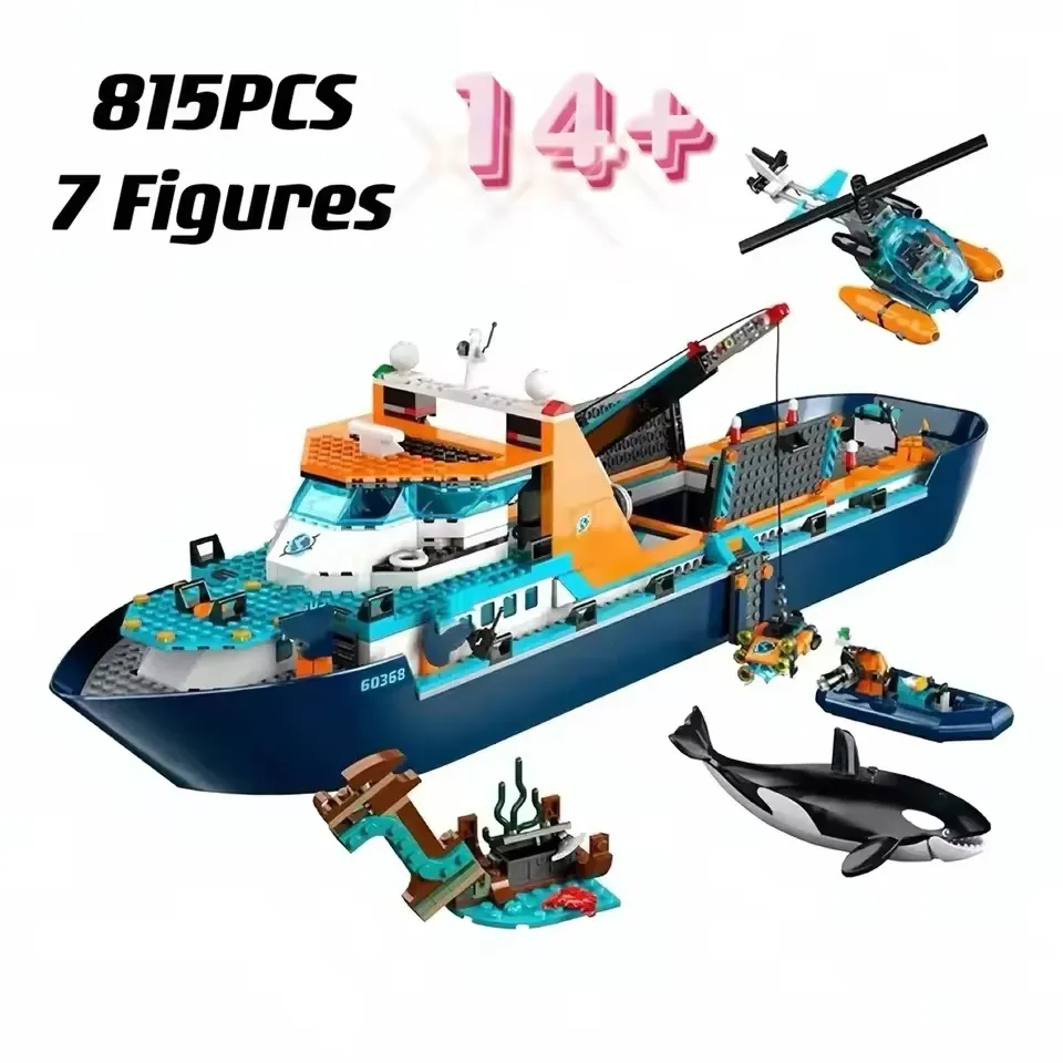 Hot+60368 Toys Deep Sea Exploration Ship Ocean Research+815+Arctic Research Ship Building Blocks Toys+Birthday and Christmas Gif