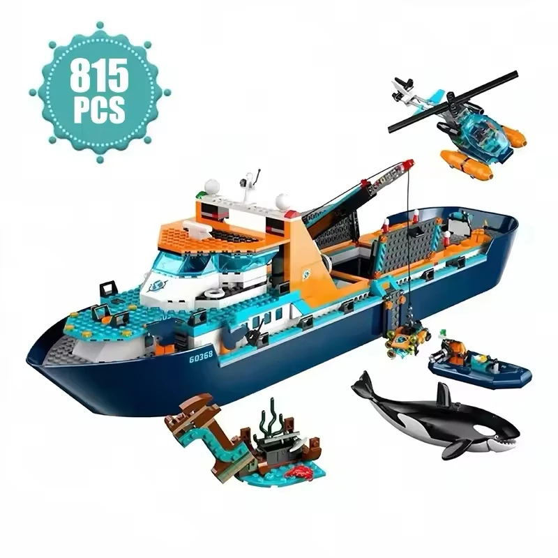 Hot+60368 Toys Deep Sea Exploration Ship Ocean Research+815+Arctic Research Ship Building Blocks Toys+Birthday and Christmas Gif