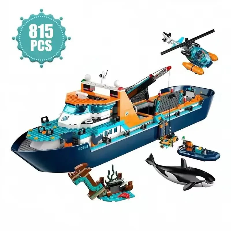 Hot+60368 Toys Deep Sea Exploration Ship Ocean Research+815+Arctic Research Ship Building Blocks Toys+Birthday and Christmas Gif