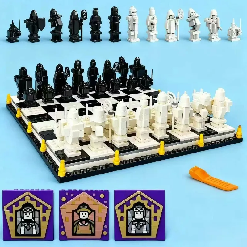 876PCS FIT 76392 Wizard Chess Building Blocks Magic Final Challenge Interactive Game Knight Role Play Bricks Toys Xmas Gifts