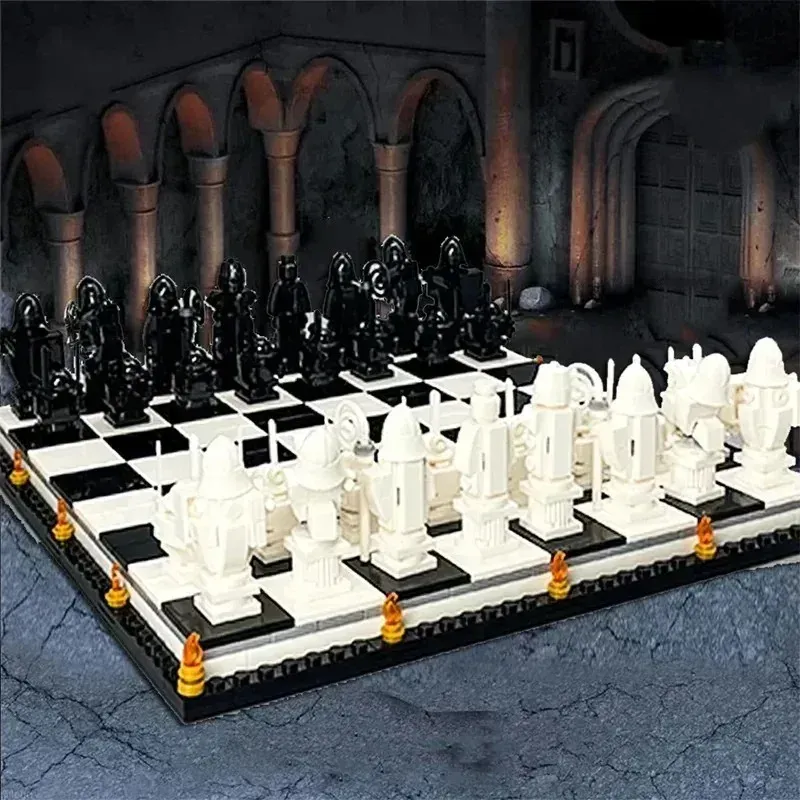 876PCS FIT 76392 Wizard Chess Building Blocks Magic Final Challenge Interactive Game Knight Role Play Bricks Toys Xmas Gifts