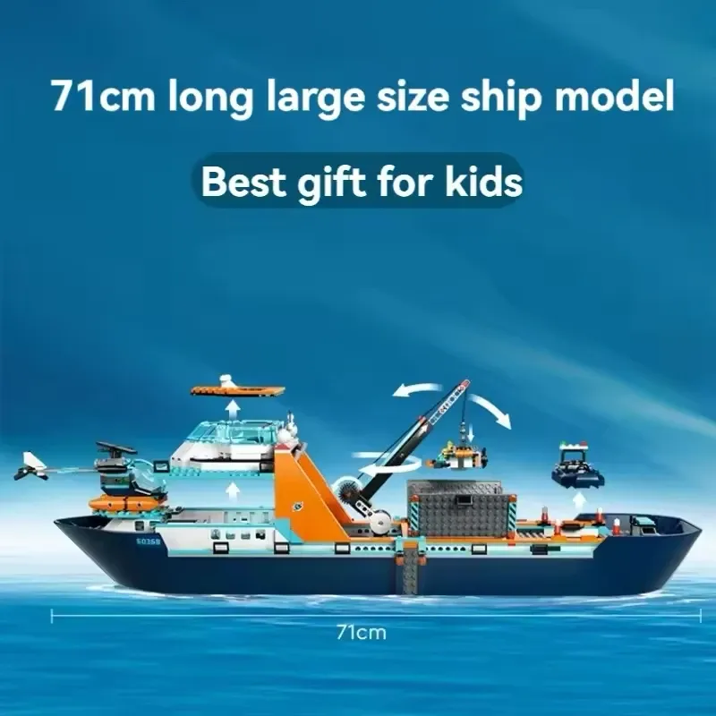 Hot+60368 Toys Deep Sea Exploration Ship Ocean Research+815+Arctic Research Ship Building Blocks Toys+Birthday and Christmas Gif