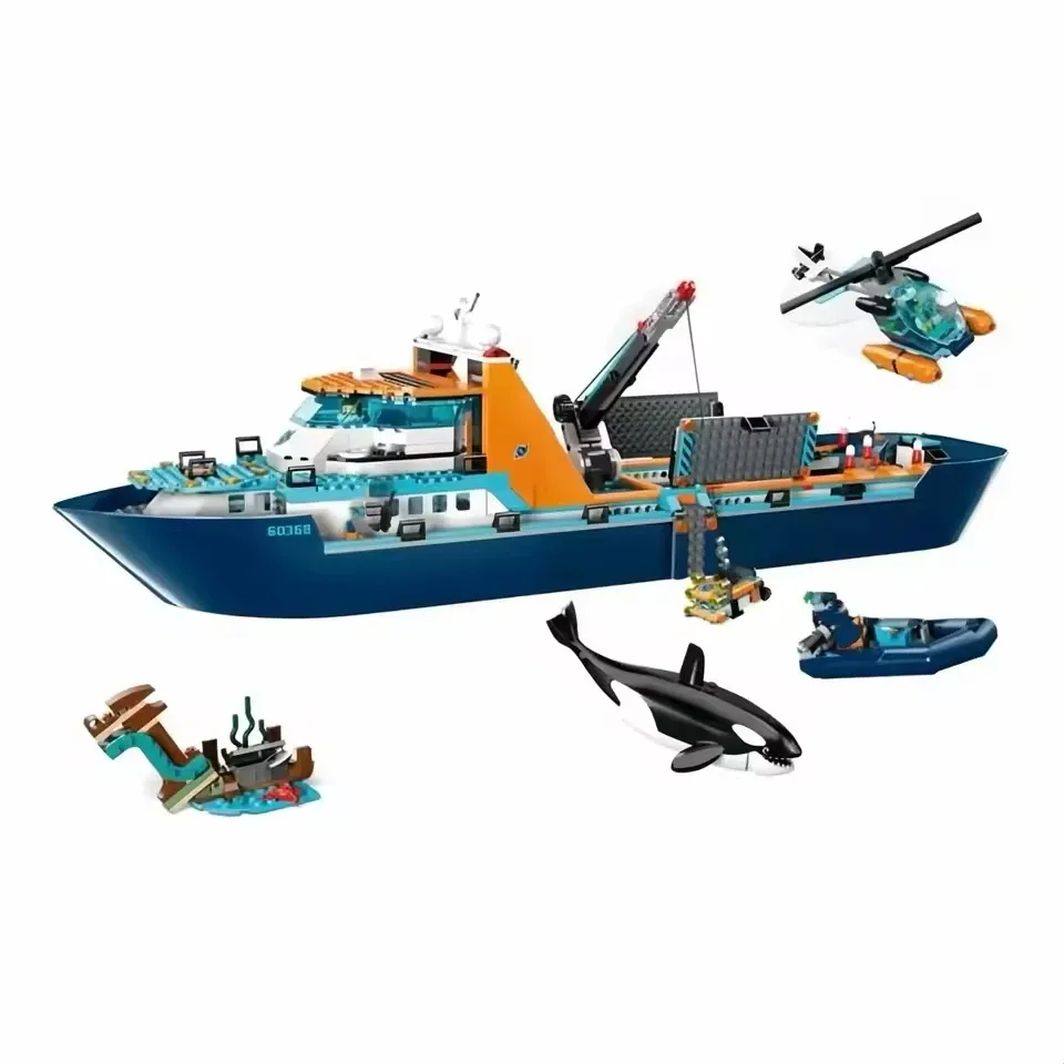 Hot+60368 Toys Deep Sea Exploration Ship Ocean Research+815+Arctic Research Ship Building Blocks Toys+Birthday and Christmas Gif
