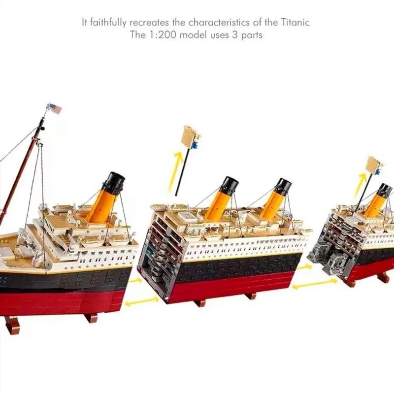 In Stock Now - 99023 Compatible 10294 Titanic Large Cruise Boat Ship Steamship Bricks Building Blocks Children DIY Toys