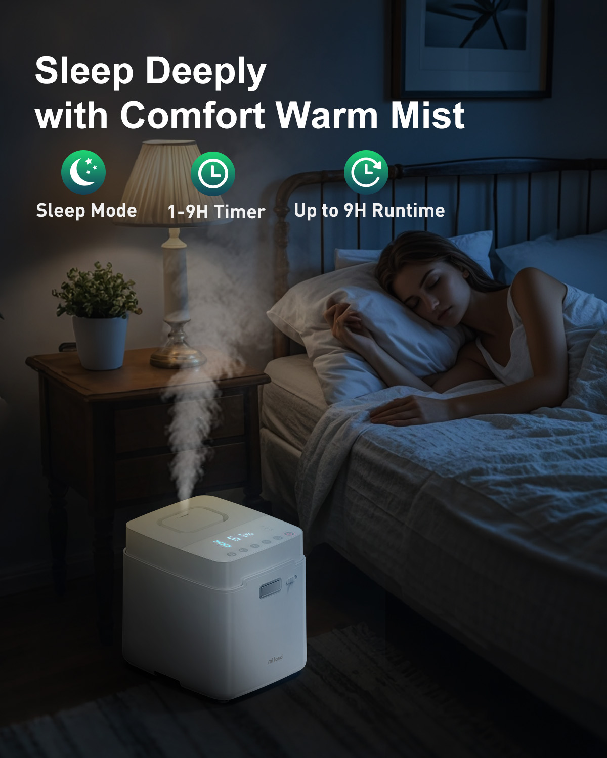 Stainless Steel Warm Mist Humidifier - 3.3L/0.87Gal Steam Humidifier for Home 1000 sq ft, Healthy Humidifiers for Bedroom Baby Nursery Living Room Office, Easy to Clean Humidifier Large Room