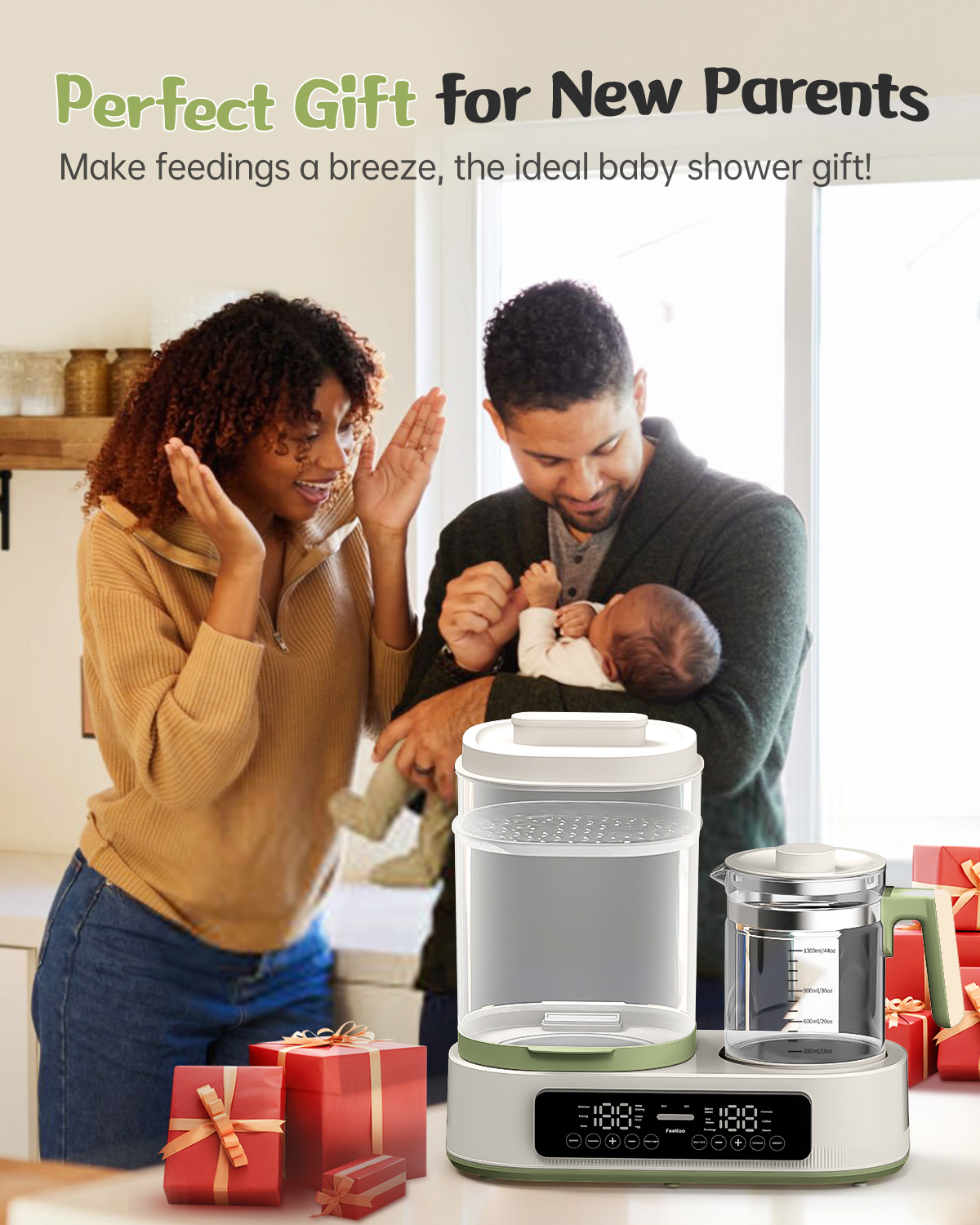 Baby Bottle Electric Steam Dryer, Feekaa Multifunctional Bottle Warmer with 44 oz Electric Kettle for Breastmilk Formula - Baby Formula Water Warmer - Fits up to 4 Baby Bottles and 6 Accessories