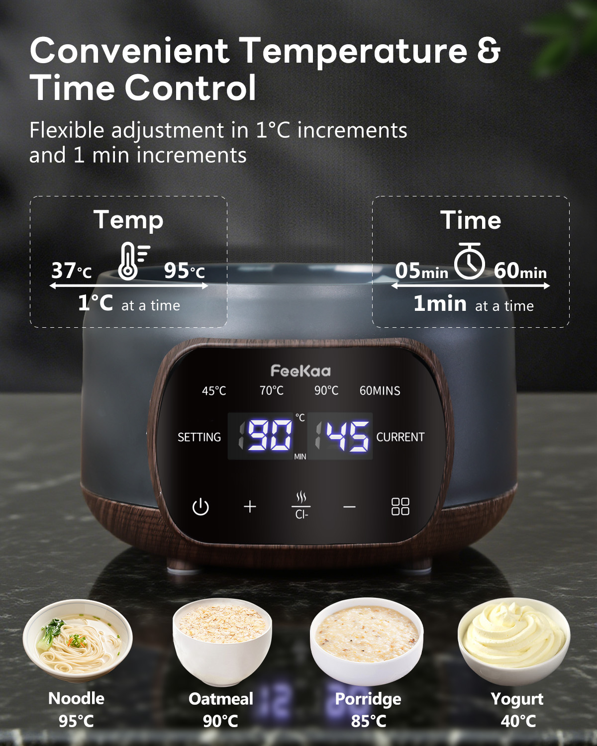 Feekaa Electric Kettle,1.3L Glass Teapot with Removable Infuser,Tea Kettle with Time & Temperature Control,Bouilloire électrique,Tea Maker,Health Pot for Boil Water/Tea/Coffee/Milk,72H Keep Warm,Black