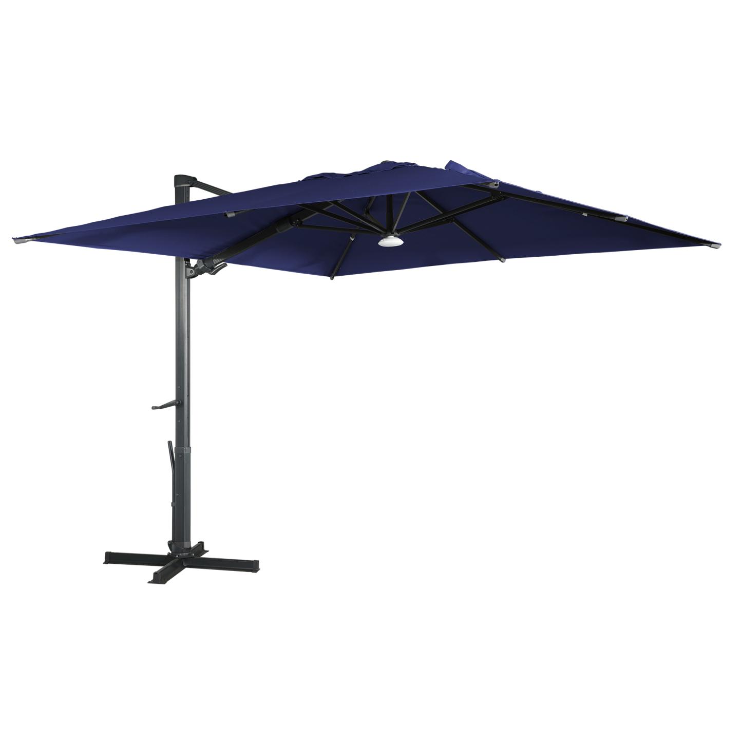 10ft Square Bluetooth Ambient Light 360° Rotation Outdoor Cantilever Tilt Patio Umbrella