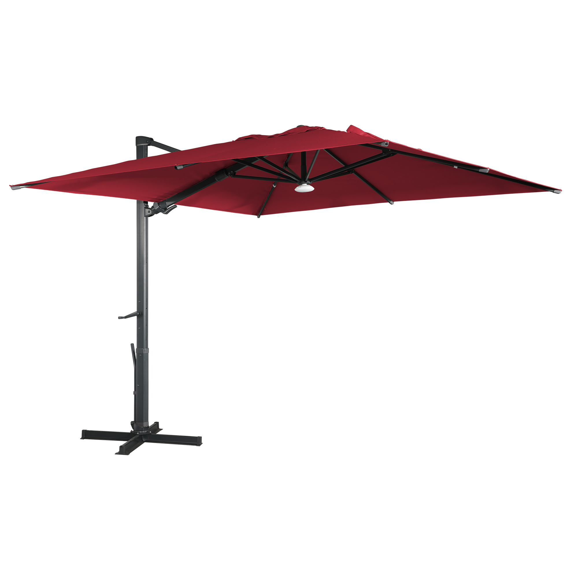 10ft Square Bluetooth Ambient Light 360° Rotation Outdoor Cantilever Tilt Patio Umbrella