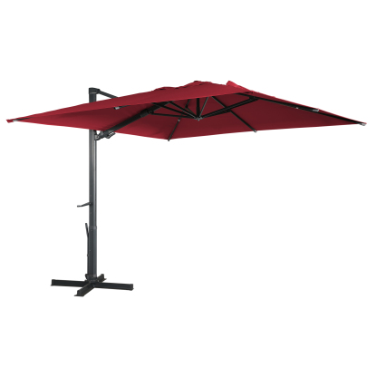 10ft Square Aluminum 90° Adjustable Tilt Umbrella with Base for Outdoor Patio Umbrella