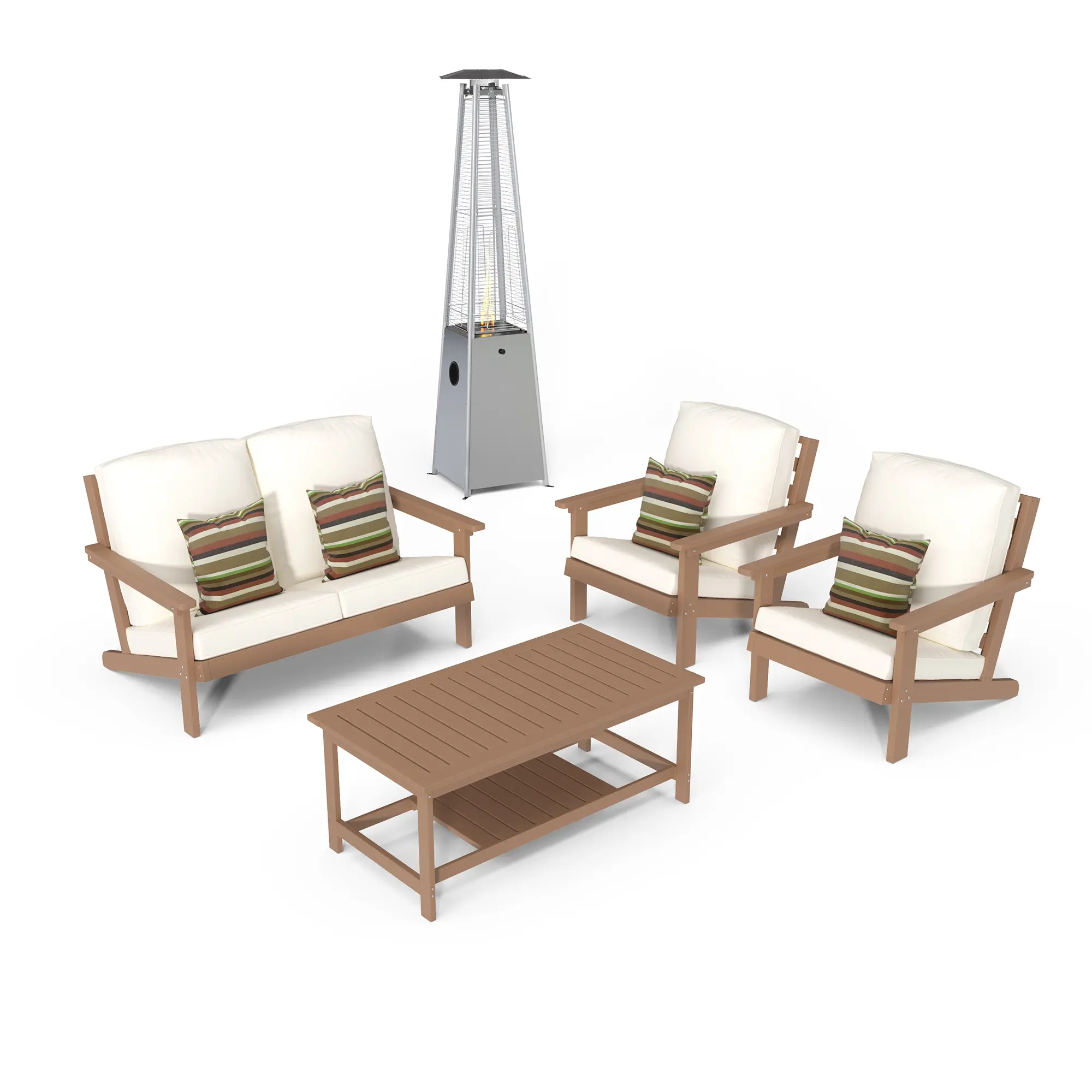 5-Piece Patio Lounge Set with 40000 BTU Propane Heater and Coffee Table