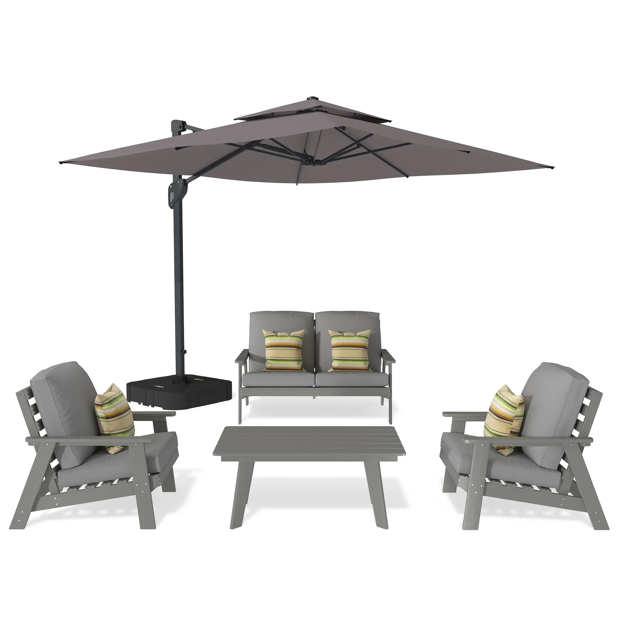 5-Piece Patio Lounge Set with Outdoor Umbrella and Coffee Table