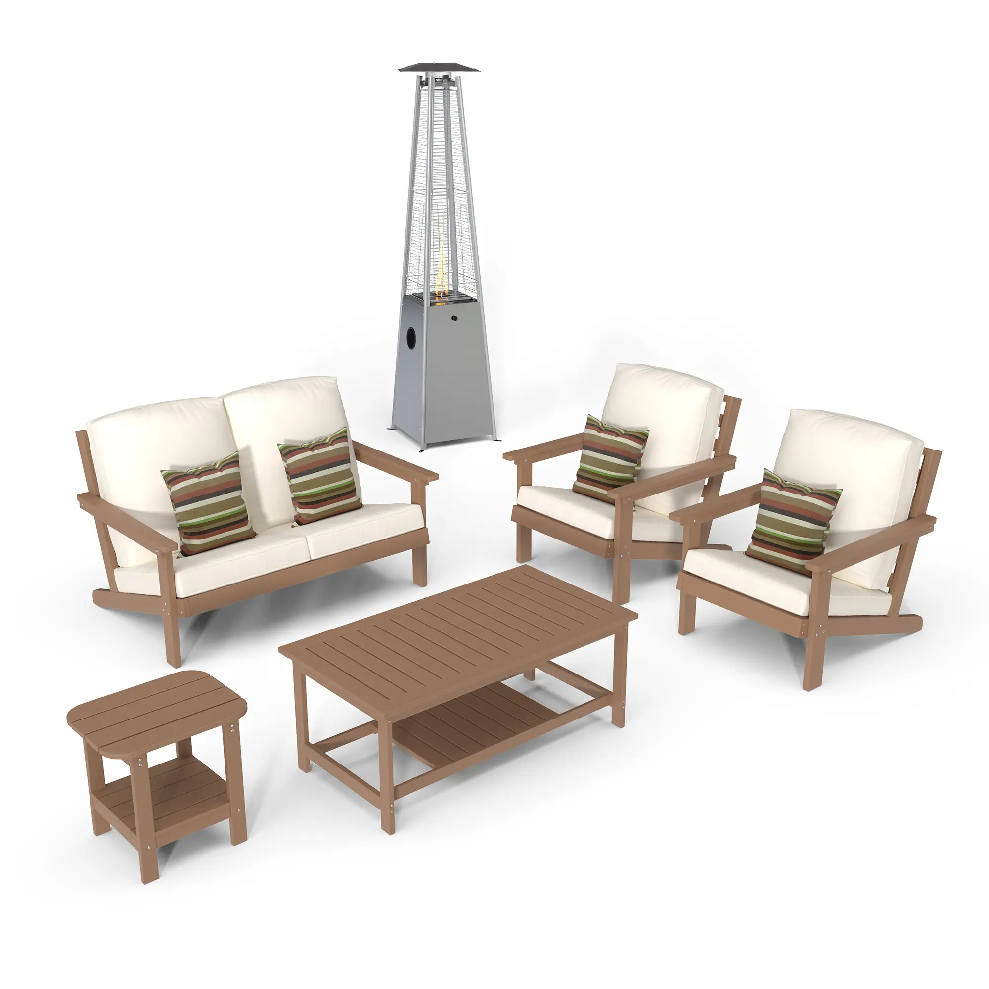 6-Piece Patio Furniture Set with Patio Lounge Chairs and Gas Propane Heater