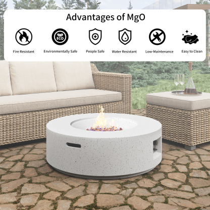 Patio Propane Gas Concrete Fire Pit Table 40000-BTU and with Waterproof Cover