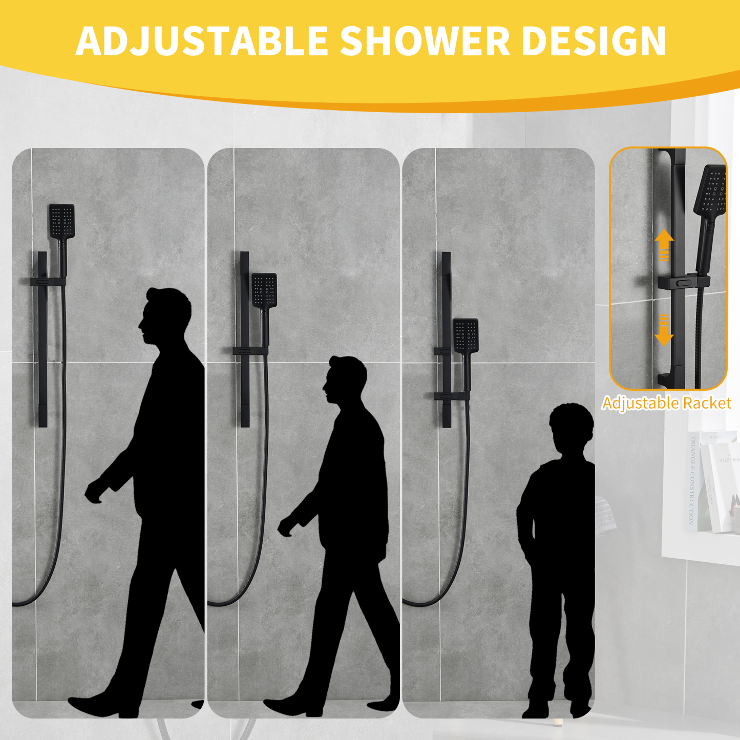 Mondawe Eco-Performance 3-Ways Handheld Shower with 28-Inch Slide Bar and 59-Inch Hose