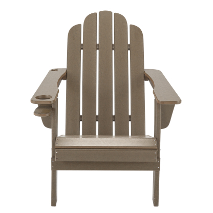 HDPE Plastic Adirondack Chair with Cup Holder and Umbrella Hole