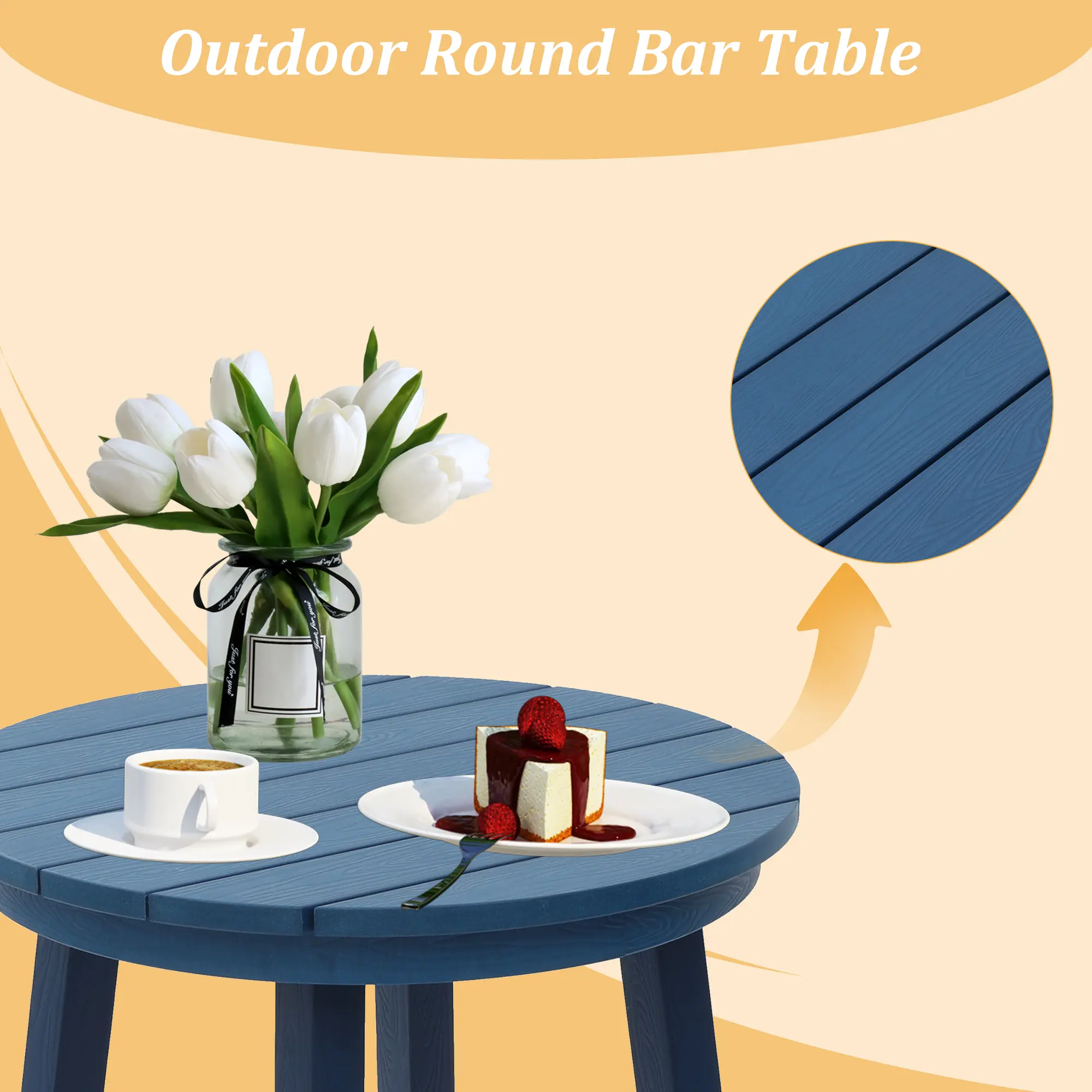 Outdoor Bar Table HIPS Plastic Bistro Table for Patio