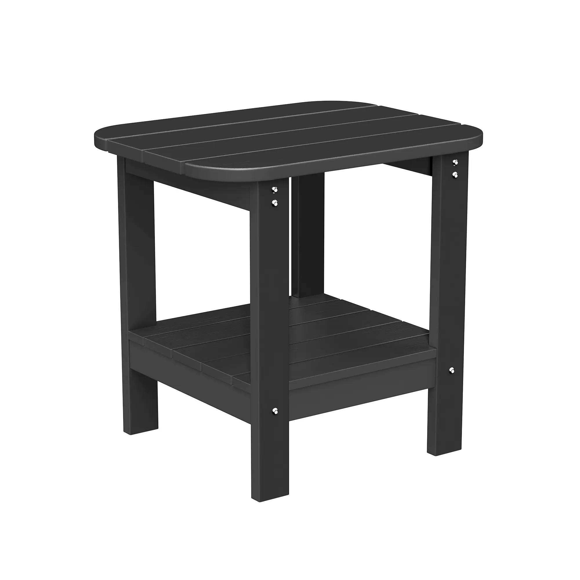 Double Decker Outdoor Side Table With Safe Curved Edge Design